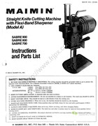 Maimin Model A，sabre 900，sabre 800，sabre 700使用說明書及零件手冊